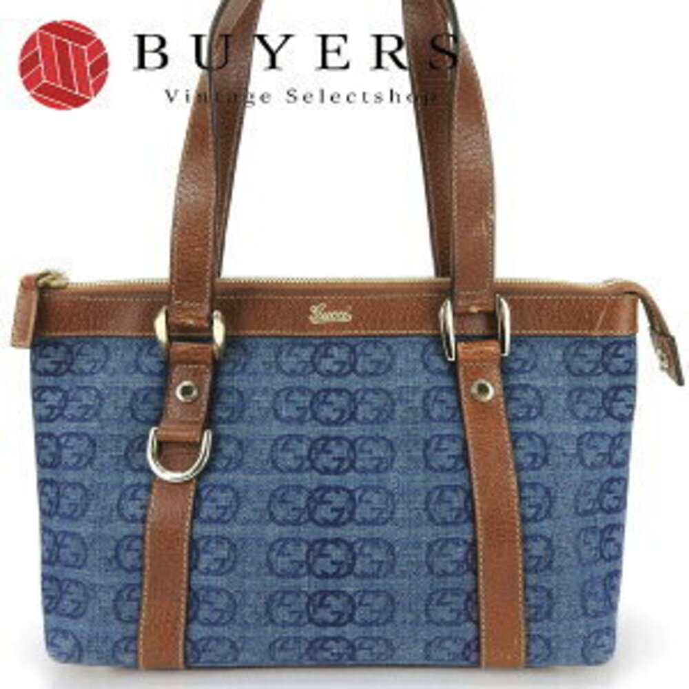 Gucci Handbag Interlocking Leather Denim Brown